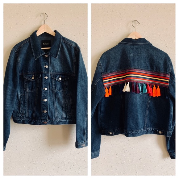 Buffalo David Bitton Hippie Women’s Boho Jean Jacket Size Large NWT - Picture 4 of 9